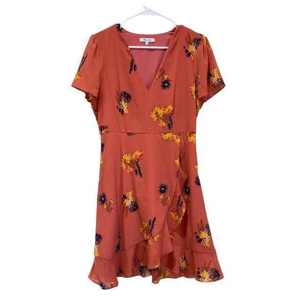 MADEWELL Posy Cactus Flower Dress In Spiced Rose Size 4 - Picture 2 of 9